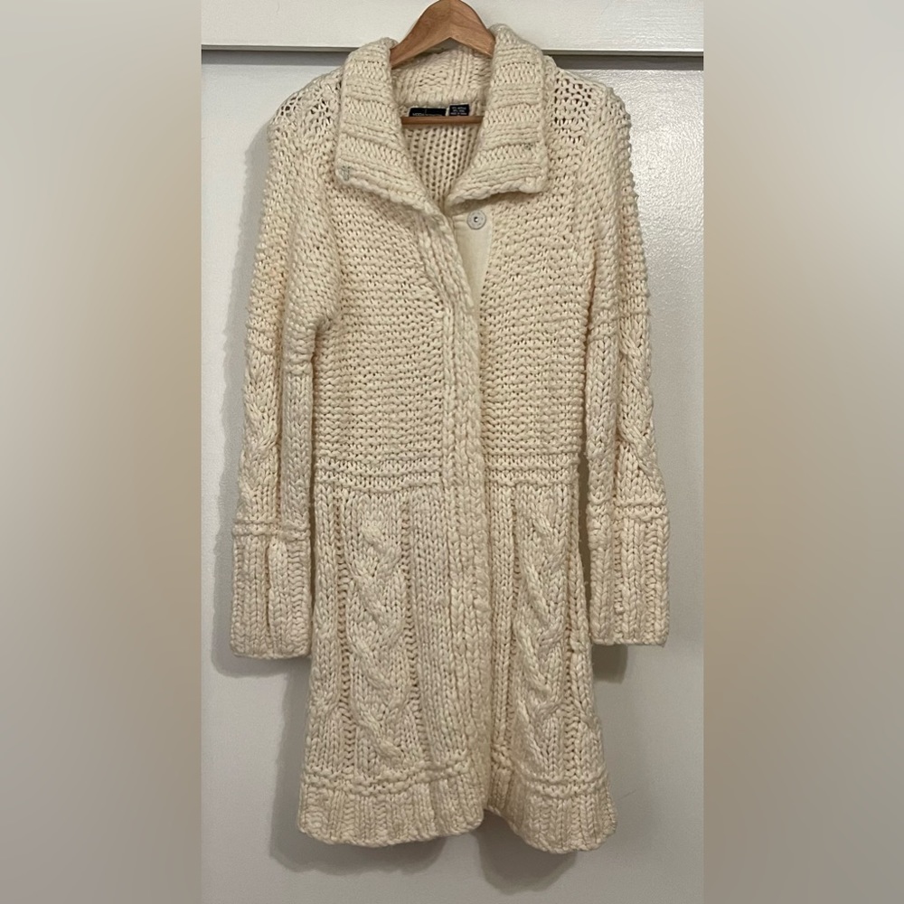 Gorgeous Long Wool/Acrylic Knit Cream sweater- M